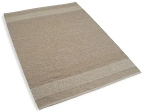 Vloerkleed, gerecycled katoen, beige streep, groot