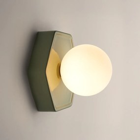 Wand- of plafondlamp, zeshoekig, keramiek en opaline glas, HOLI