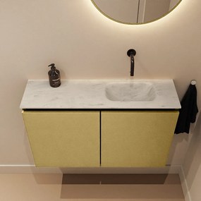 Mondiaz Ture DLux toiletmeubel 80cm oro met wastafel opalo rechts zonder kraangat