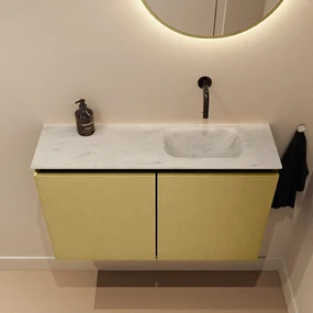 Mondiaz Ture DLux toiletmeubel 80cm oro met wastafel opalo rechts zonder kraangat