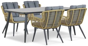 Tuinset 4 personen 180 cm Aluminium/wicker Taupe Coco Azzano/Vienna