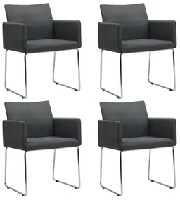 vidaXL Eetkamerstoelen 4 st stof donkergrijs