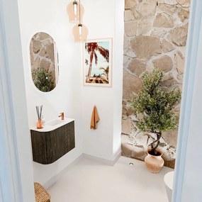 Mondiaz Joya 50cm toiletmeubel ronding links shadow met wastafel faye rechts 1 kraangat talc