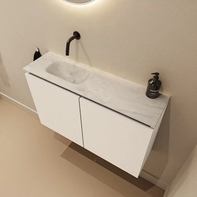 Mondiaz Ture DLux toiletmeubel 80cm talc met wastafel opalo links zonder kraangat