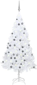 vidaXL Kunstkerstboom met LED's en kerstballen 150 cm PVC wit