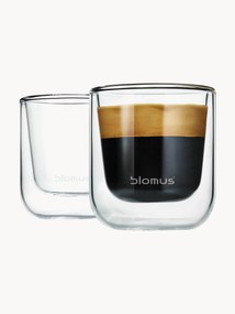 Dubbelwandige glazen espressokopjes Nero, 2-delig