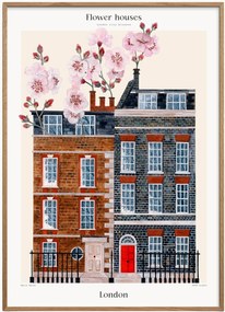 Ingelijste digitale print Flower Houses