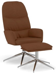 vidaXL Relaxstoel met voetenbank kunstsuède bruin