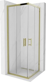 Mexen Rio vierkante douchecabine 70 x 70 cm, transparant, gouden - 860-070-070-50-00