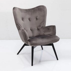 Kare Design Vicky Velvet Fauteuil Fluweel Grijs