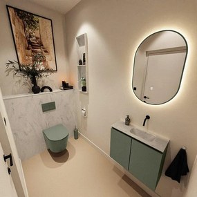 MONDIAZ TURE-DLUX 60cm toiletmeubel Army. EDEN wastafel Opalo positie rechts. Zonder kraangat. TUREDX60ARMR0OPA