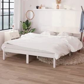vidaXL Bedframe massief grenenhout wit 120x190 cm UK Small Double