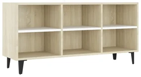 vidaXL Tv-meubel met metalen poten 103,5x30x50 cm wit en sonoma eiken
