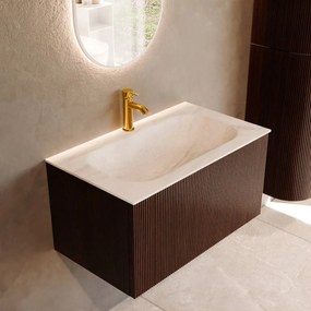 Mondiaz Kurve-dlux 80cm badmeubel ruby met 1 lade en wastafel big small midden 1 kraangat ostra