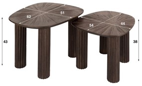 Salontafel Set Bruin Teakhout 2-delig - 62 X 51cm.