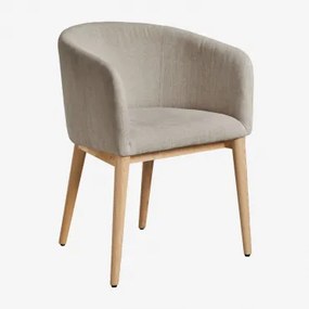 Set Van 2 Bunia Gestoffeerde Eetkamerstoelen Met Armleuningen Natuurlijk Hout & Stof Zandbruin - Sklum