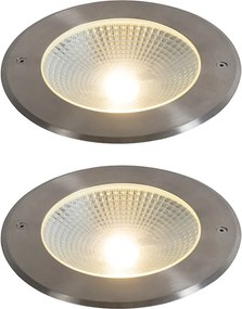 Set van 2 moderne grondspots staal incl. LED 20W - Bridge