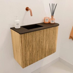 Mondiaz Joya 60cm toiletmeubel ronding rechts oak met wastafel faye links zonder kraangat urban