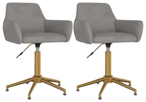 vidaXL Eetkamerstoelen draaibaar 2 st fluweel lichtgrijs