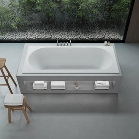 Ideavit SolidCozy inbouw bad - 180x80x54cm - solid surface - overloopgat - inclusief pop up afvoer - wit mat 290361
