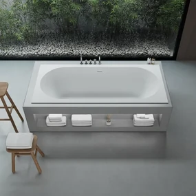 Ideavit SolidCozy inbouw bad - 180x80x54cm - solid surface - overloopgat - inclusief pop up afvoer - wit mat 290361