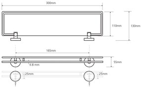 Sapho X-Round glazen planchet 30cm met rail chroom