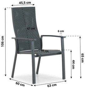 Tuinset 4 personen 180 cm Aluminium/textileen Grijs Hartman Sitges/Mateo