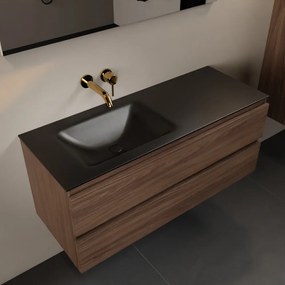 Mondiaz Aivy badmeubel 120cm mocha met wastafel solid surface urban links zonder kraangat en spiegel