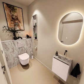 Mondiaz Ture DLux toiletmeubel 40cm rosee met wastafel glace rechts zonder kraangat