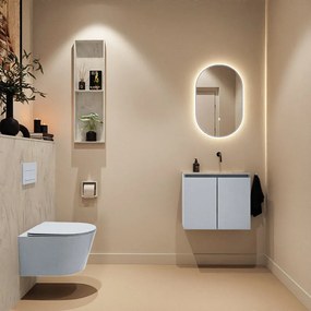 Mondiaz Ture DLux toiletmeubel 60cm clay met wastafel opalo rechts zonder kraangat