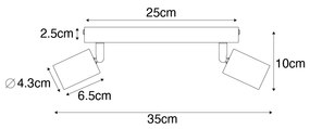 Moderne Spot / Opbouwspot / Plafondspot zwart rechthoekig 2-lichts - Facil Modern E27 Binnenverlichting Lamp
