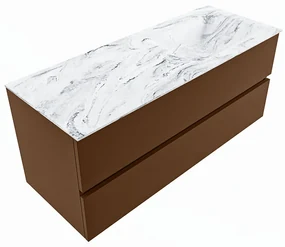 Mondiaz Vica DLux badmeubel 120cm rust 2 lades met wastafel glace rechts zonder kraangat