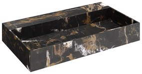 Fontana Portoro Gold marmer badmeubel 80cm mat zwart met ribbelfront zonder kraangat