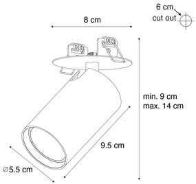 Set van 6 Moderne inbouwspots wit GU10 50mm - Chels Binnenverlichting Lamp