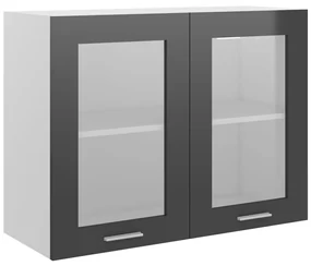 vidaXL Hangkast 80x31x60 cm spaanplaat hoogglans grijs