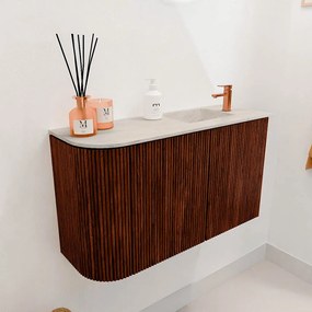 Mondiaz Joya DLux 70cm toiletmeubel ronding links ruby met wastafel faye rechts 1 kraangat ostra