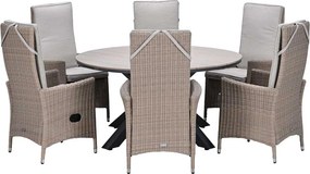 Garden Impressions Collin tuinset 7-delig - Tulli tuintafel Ø148x75 cm light teak vironwood