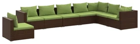 vidaXL 8-delige Loungeset met kussens poly rattan bruin