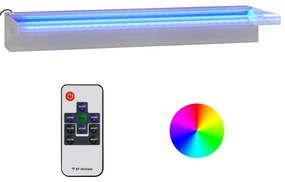 vidaXL Watervaloverlaat met RGB LED's 60 cm roestvrij staal