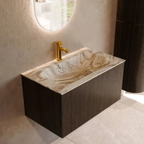 Mondiaz Kurve-dlux 80cm badmeubel shadow met 1 lade en wastafel big small midden 1 kraangat glace
