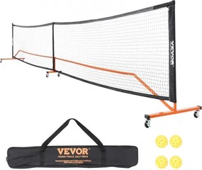 VEVOR Pickleball Net Set, draagbaar pickleballsysteem van normale grootte met draagtas, ballen en wielen, weerbestendig, stevig metalen frame en sterk PE-net 6720x730x945mm