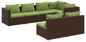 vidaXL 7-delige Loungeset met kussens poly rattan bruin