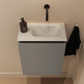 Mondiaz Ture DLux toiletmeubel 40cm smoke met wastafel opalo rechts zonder kraangat