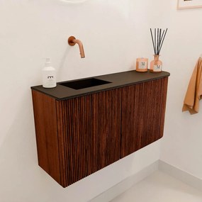 Mondiaz Joya 80cm toiletmeubel ronding rechts ruby met wastafel faye links zonder kraangat urban