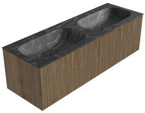 Mondiaz Kurve-dlux 140cm badmeubel dusk met 2 lades en wastafel stor small dubbel zonder kraangat lava