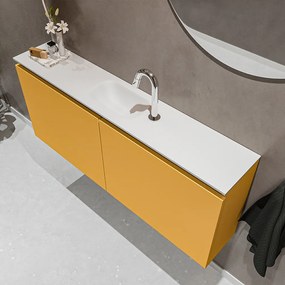 Mondiaz Ture 120cm toiletmeubel ocher met wastafel talc midden 1 kraangat