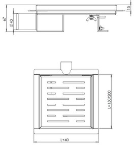 Mueller doucheput met flens en zijuitlaat 15x15cm RVS