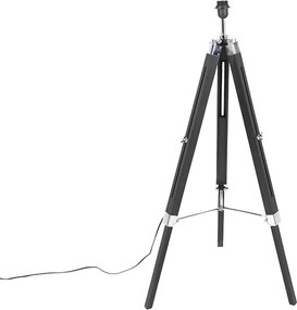 Vloerlamp Tripod zwart met kap 45cm linnen donker grijs