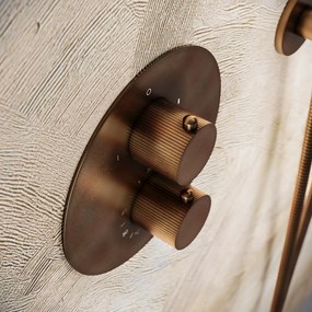 Saniclear Antique Stripes rond inbouw thermostaat met inbouwdeel verouderd messing