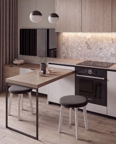 Mazzoni ZOI Taupe Beige (stof Storm 26)/wit beuken onderstel - RONDE GESTOFFEERDE KRUK VOOR KEUKEN/WOONKAMER